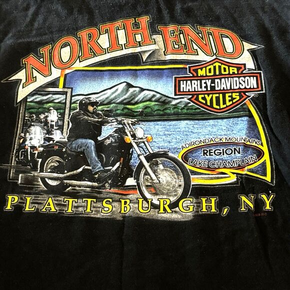 1998 Harley Davidson Long Sleeve T-Shirt L North End Plattsburgh New York Black - Picture 1 of 7